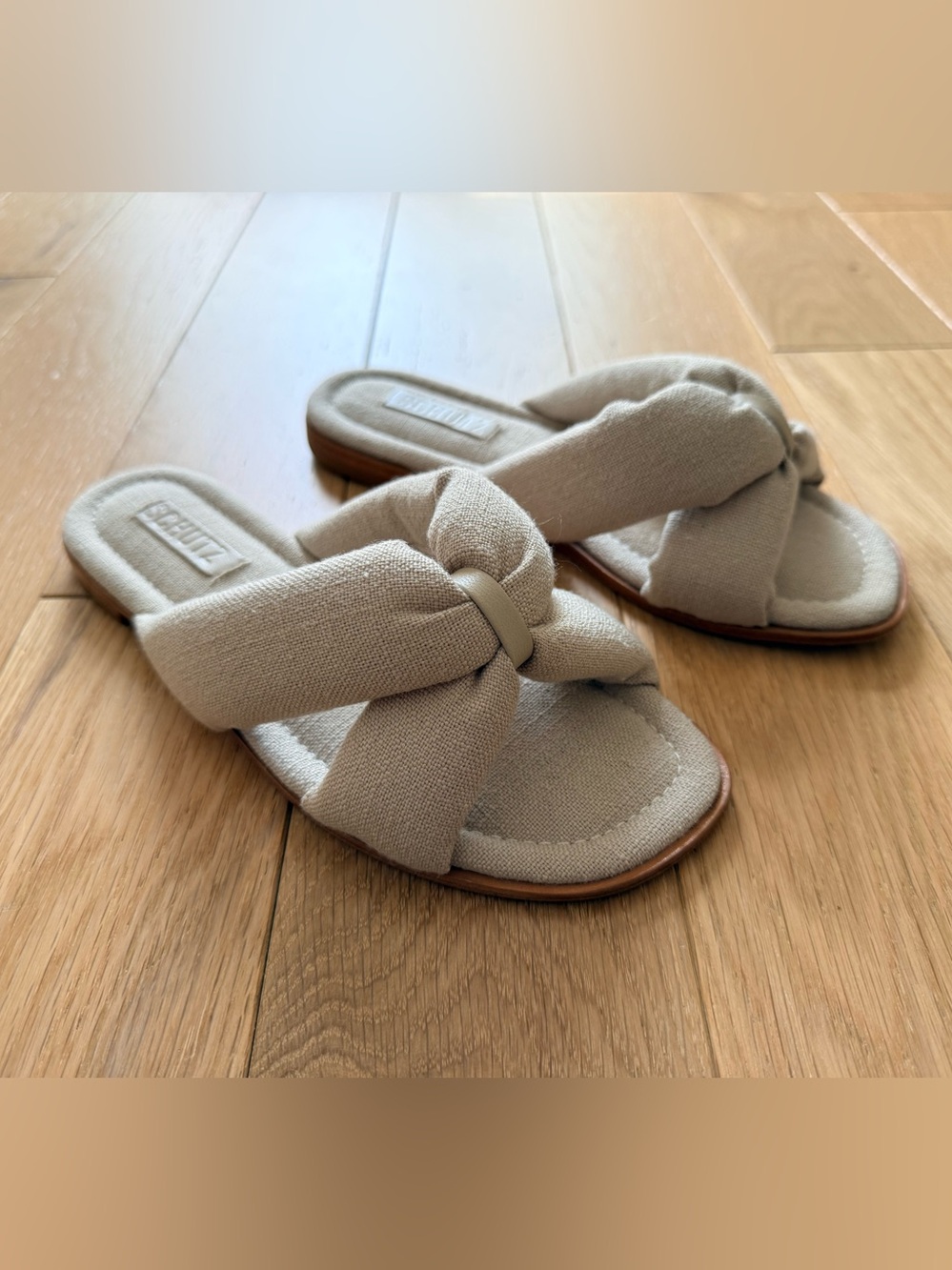 Schutz Fairy Sandals in oyster linen